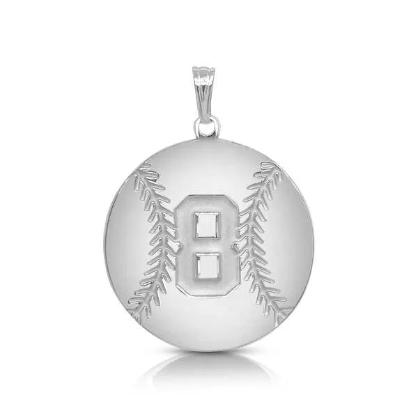 Sterling Silver Personalized Baseball Charm Pendant with Number
