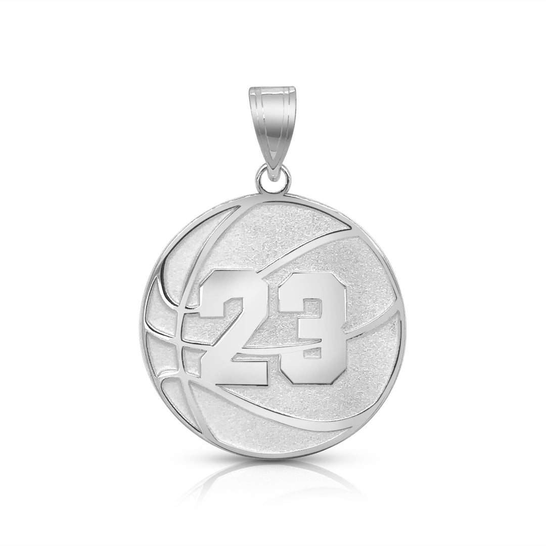 A Sample of the Basketball Pendant in Sterling Silver