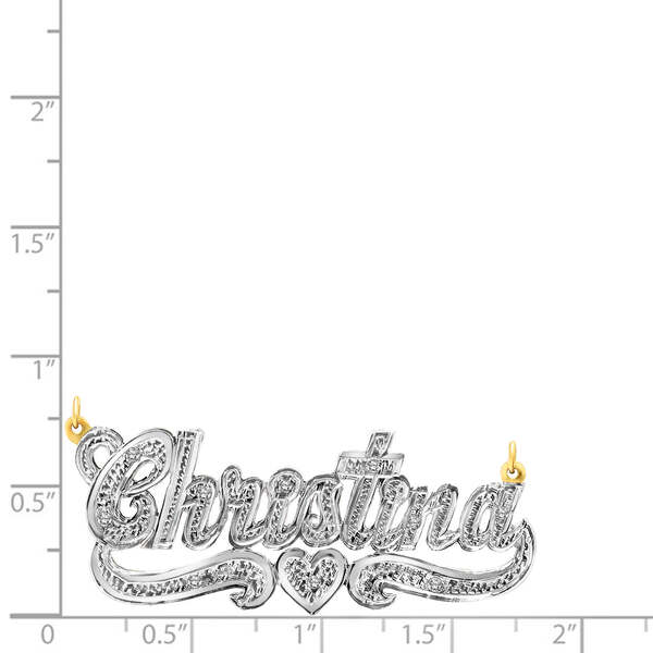 14 Karat Diamond Cut 3D Name Necklace with One Heart