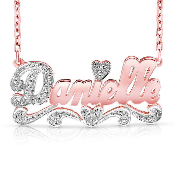 14 Karat Polished and Diamond Cut 3D Name Necklace