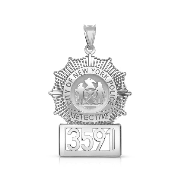 Personalized Police Detective Badge Charm Pendant with Number