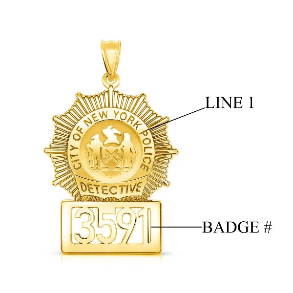 Personalized Police Detective Badge Charm Pendant with Number