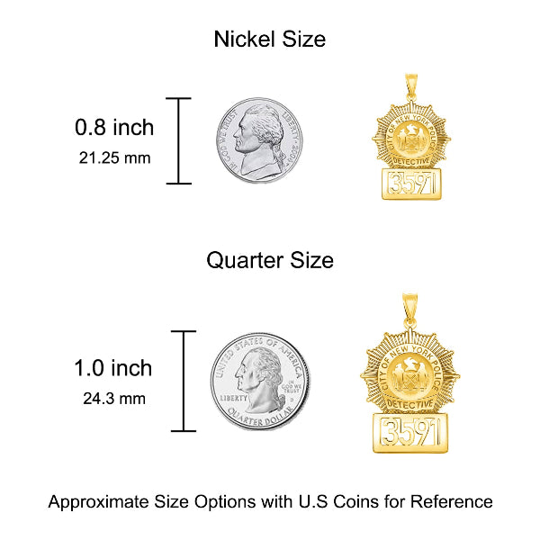 Personalized Police Detective Badge Charm Pendant with Number