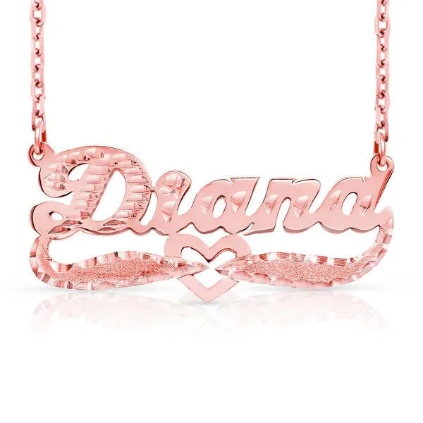 14 Karat Diamond Cut and Florentine Name Necklace