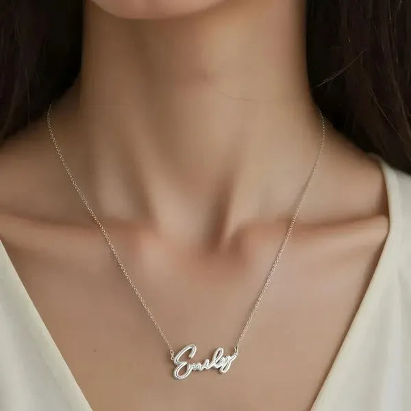 Sterling Silver Thin Script Name Necklace