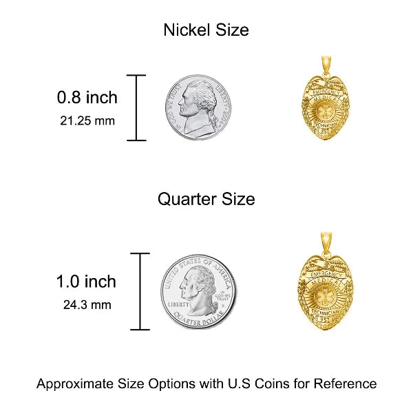 Sterling Silver Personalized EMT Badge Charm Pendant with Number