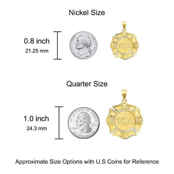 Sterling Silver Personalized Firefighter Badge Charm Pendant with Number and Department