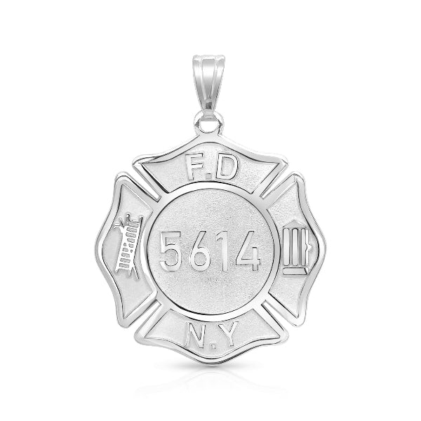 Personalized Firefighter Badge Charm Pendant with Number and Department