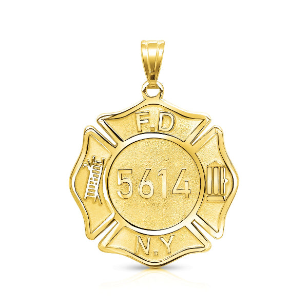 Personalized Firefighter Badge Charm Pendant with Number and Department