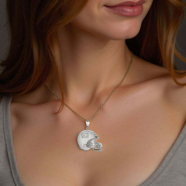 Personalized Football Helmet Charm Pendant with Number
