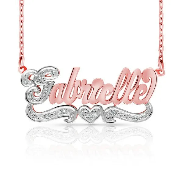 14 Karat 3D Bold Script Name Necklace with One Heart