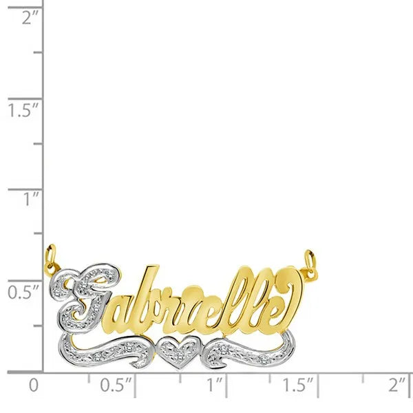 14 Karat 3D Bold Script Name Necklace with One Heart