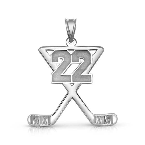 Personalized Hockey Charm Pendant with Number