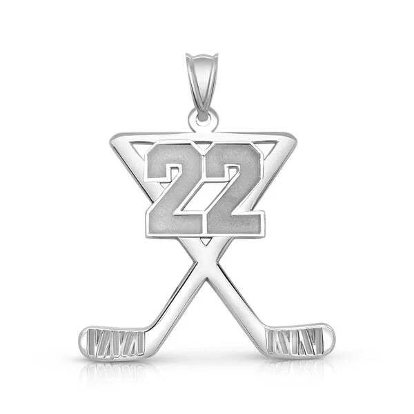 Personalized Hockey Charm Pendant with Number