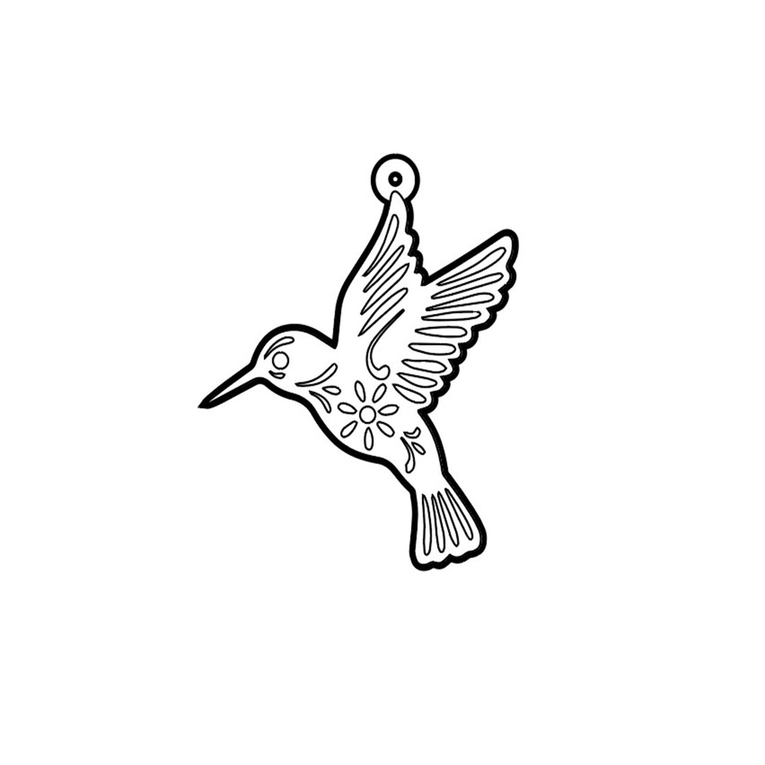 A image showing the vector art that was used to produce the Custom Hummingbird Charm