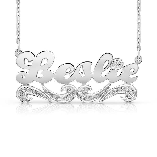14 Karat Script Name Necklace with Tail