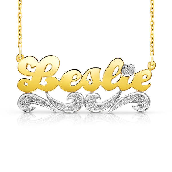 14 Karat Script Name Necklace with Tail