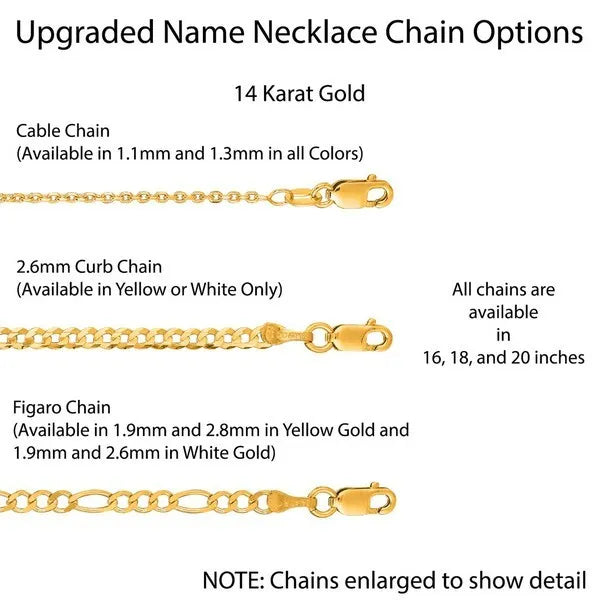 14 Karat Gothic Style Name Necklace