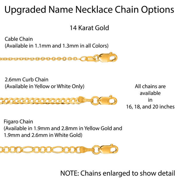 14 Karat Script Name Necklace with Tail