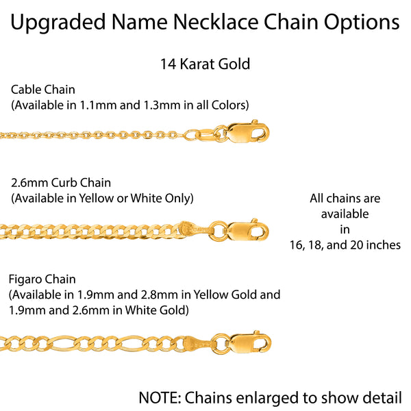 14 Karat 3D Name Necklace with Solid Back Plate