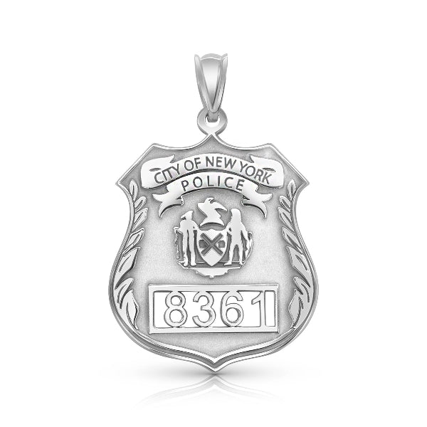 Personalized Police Badge Charm Pendant with Number and Department