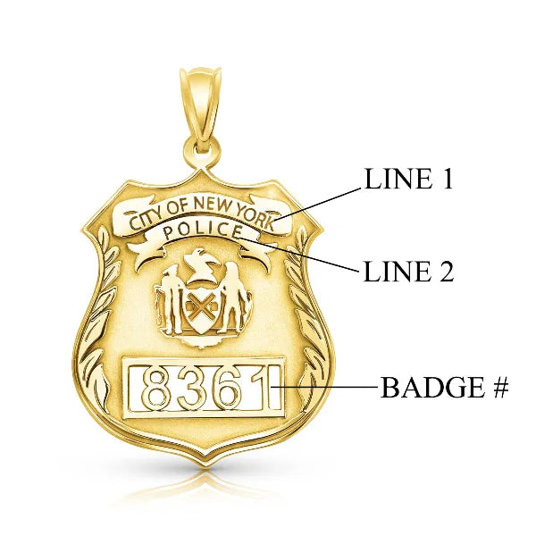 Personalized Police Badge Charm Pendant with Number and Department