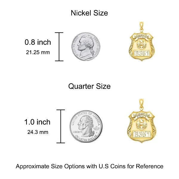 Sterling Silver Personalized Police Badge Charm Pendant with Number and Department
