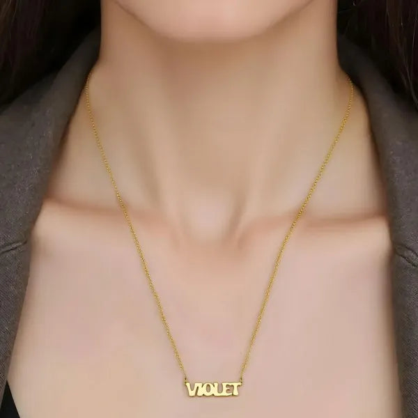 14 Karat Retro Letter Style Name Necklace