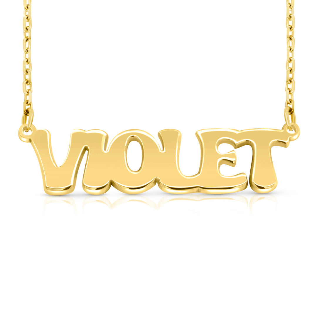 14 Karat Retro Letter Style Name Necklace
