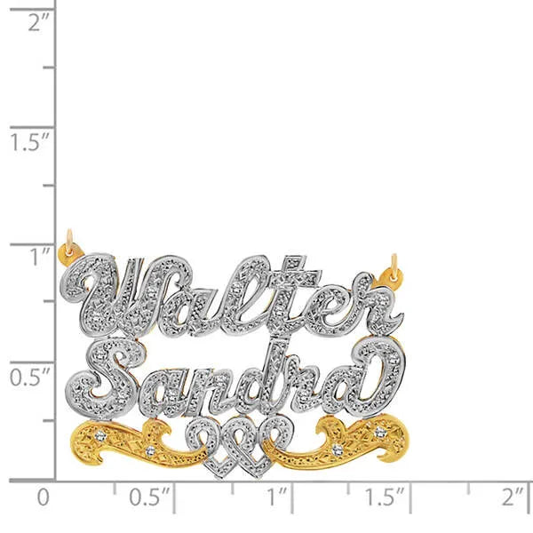 14 Karat Two Name 3D Name Necklace with Intertwined Hearts