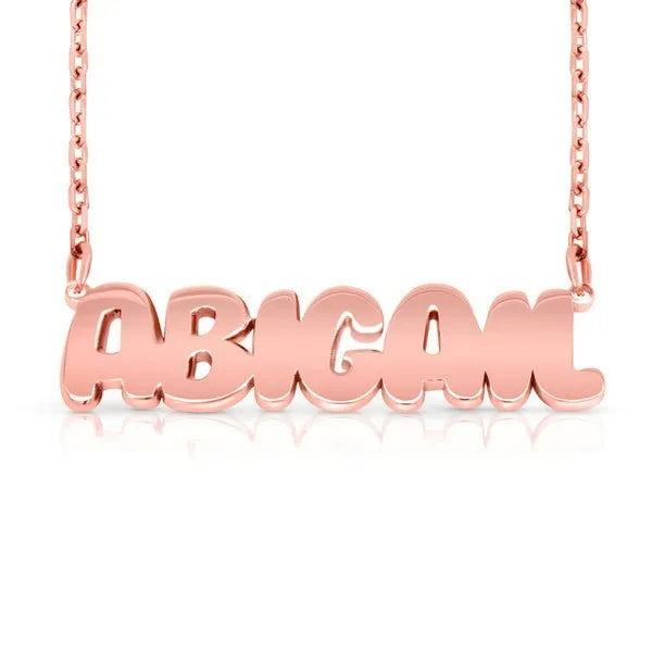 Rose Gold 14K Bubble Letter Necklace Custom Made