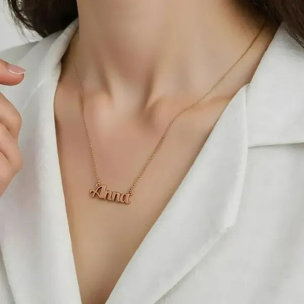 14k rose gold personalized nameplate necklace