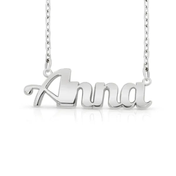 small bold print name necklace in sterling silver