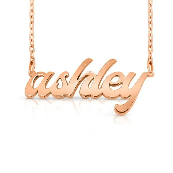 Ashley custom bold letter name necklace rose gold