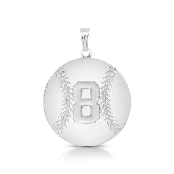 Baseball charm pendant in white gold