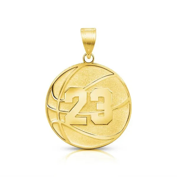 Basketball charm pendant in yellow gold