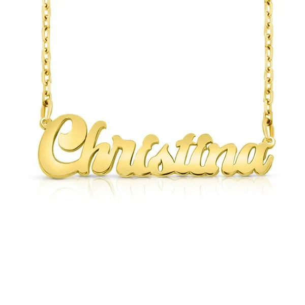 Christina solid letter name necklace in 14 karat yellow gold