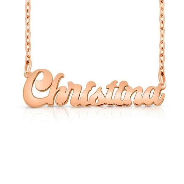 Christina custom solid letter name necklace rose gold