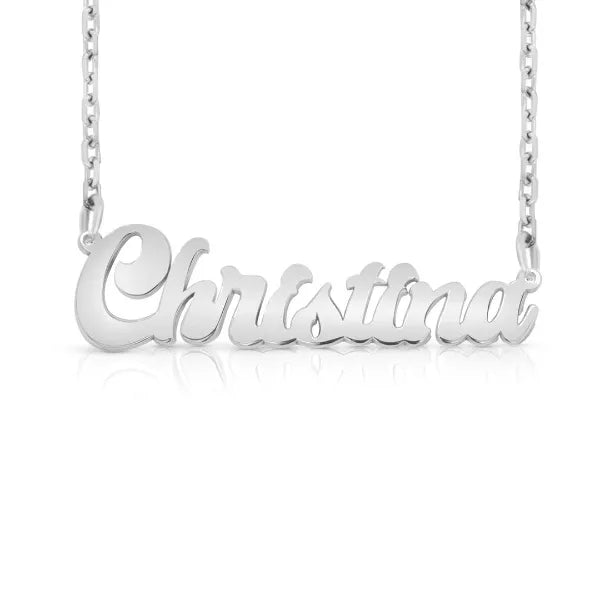 Christina solid letter name necklace in sterling silver