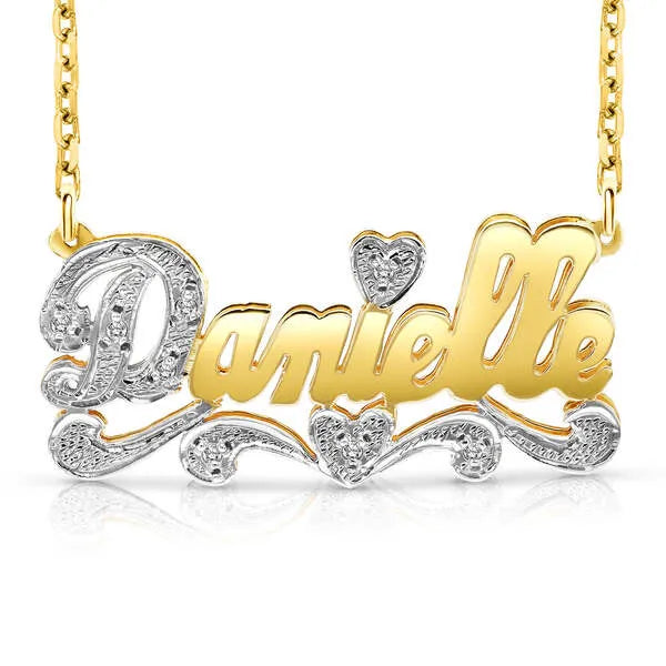 Danielle 3D name necklace in 14k yellow gold