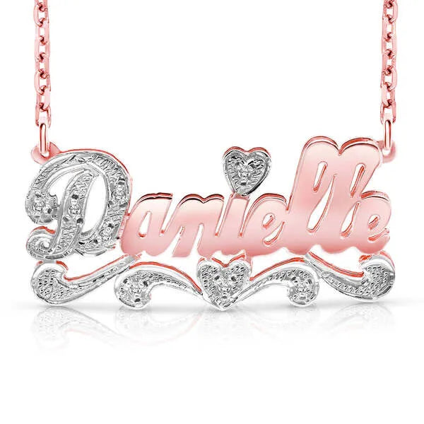 Rose gold Danielle 3D diamond cut name necklace 14k