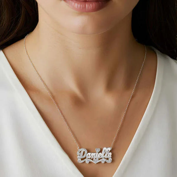 White gold 3D name necklace featuring Danielle design