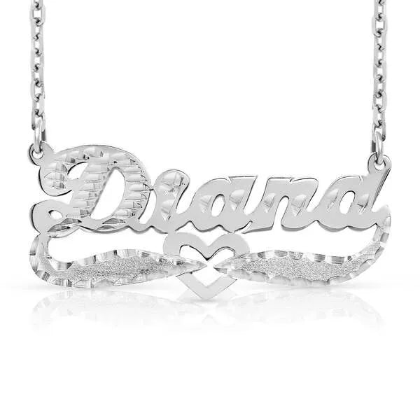 14k white gold Diana necklace with florentine texture