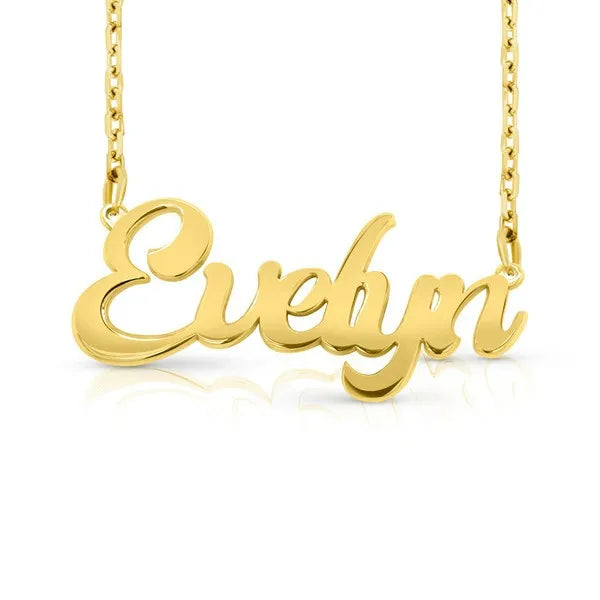 Evelyn 14k yellow gold name necklace