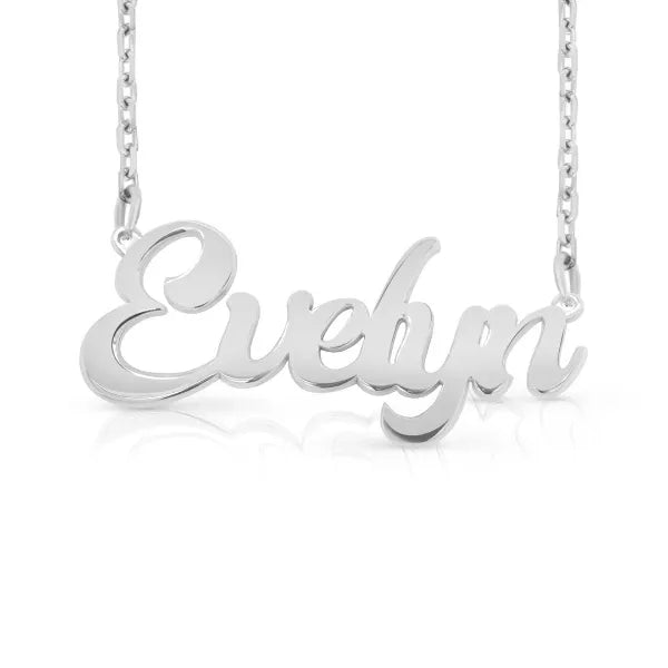 Evelyn solid letter name necklace in sterling silver