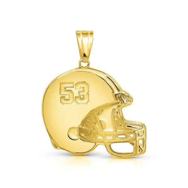 Football helmet charm pendant in yellow gold