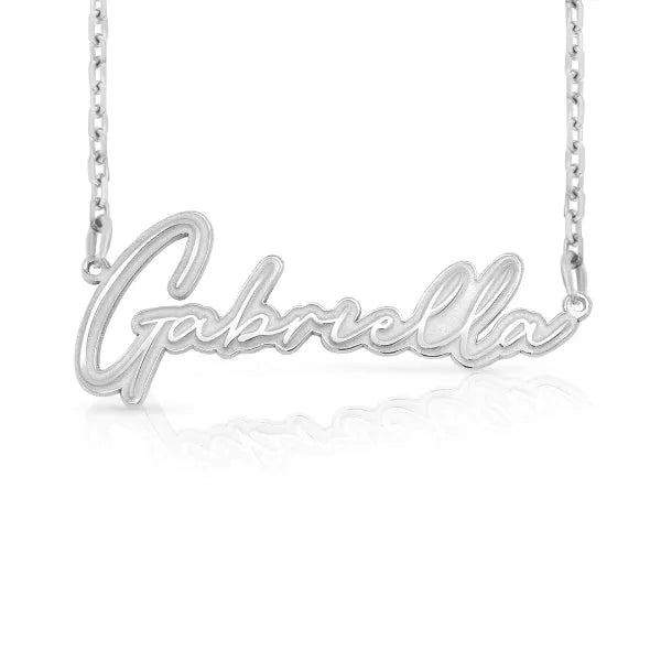 Personalized Gabriella 14 Karat Name Necklace in White Gold