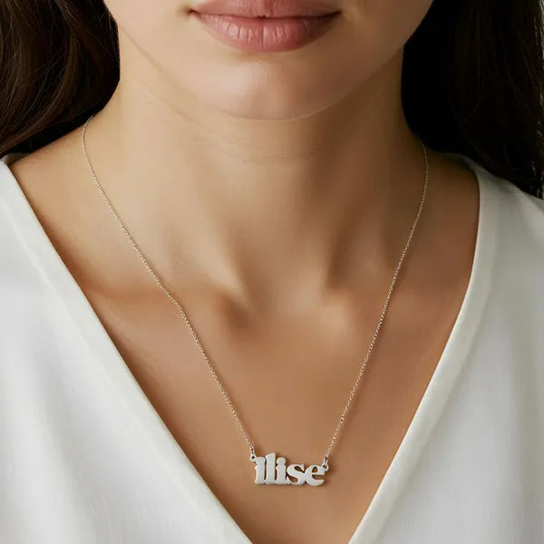 Ilise name necklace styled in sterling silver