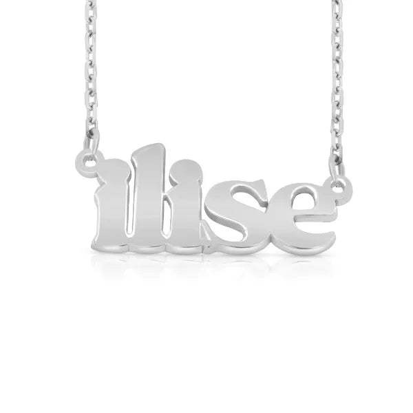 Sterling silver necklace in a lowercase bold name design
