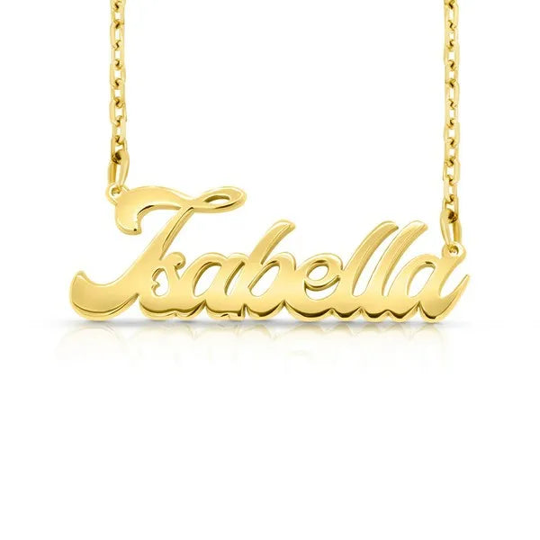 Isabella 14 karat name necklace in yellow gold